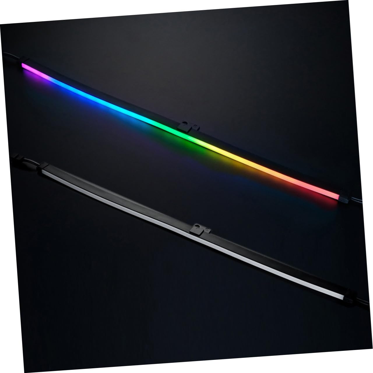 NUOBESTY Barre Lumineuse Argb pour Boîtier Pc, 2 Pièces, 400mm, 28 Led, Abs Noir, Fixation Adhésive, Connexion en Série