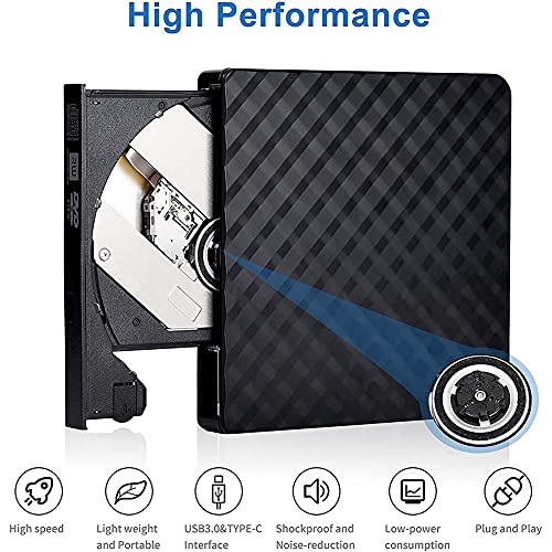 Lecteur graveur CD DVD externe portable duplicateur CD ROM PC bureau Windows - 5