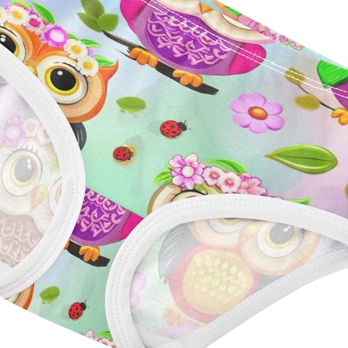 Cute Cartoon Colorful Owls Floral Girl Panties Cute Toddler Underwear Floral Cotton Fun Kids Briefs Undies 2t4