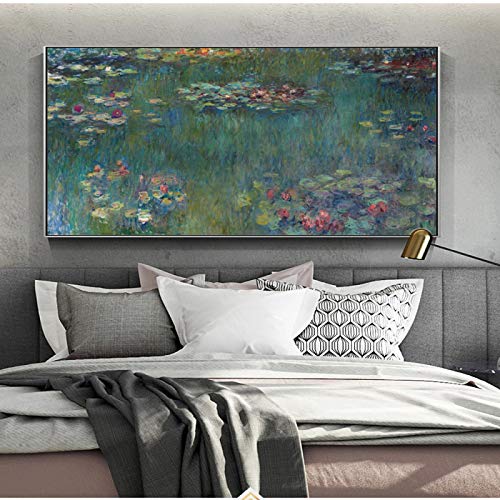 Riproduzioni di quadri di ninfee di Monet Stampa su tela Stampe d'arte Famosa opera d'arte di Monet Immagini a parete per camera da letto 75x150cm Senza cornice