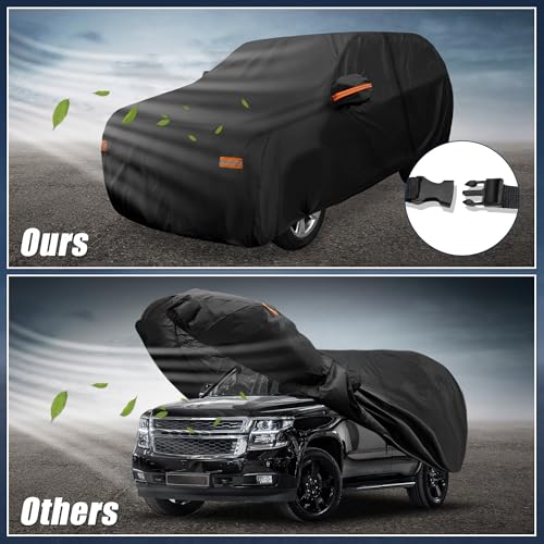 Image of X AUTOHAUX Car Cover for Chevrolet Tahoe 4 Door 2007-2020 Aluminum Film Outdoor Waterproof Sun Rain Snow Hail Protection with Driver Door Zipper