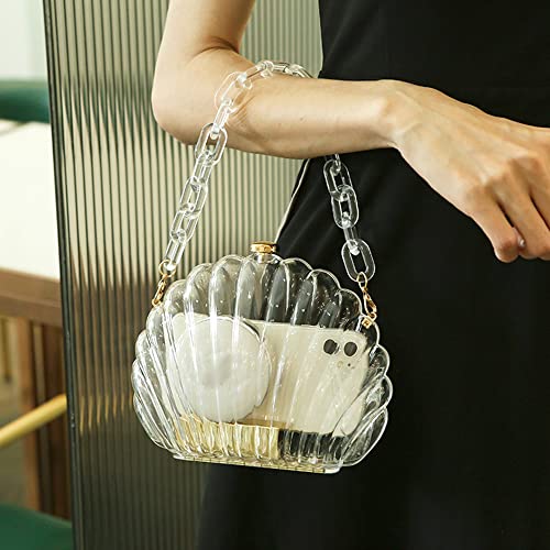 Image of Women Seashell Evening Bag Purse Mermaid Chain Strap Clutch Handbag Shoulder Bag | Seashell
