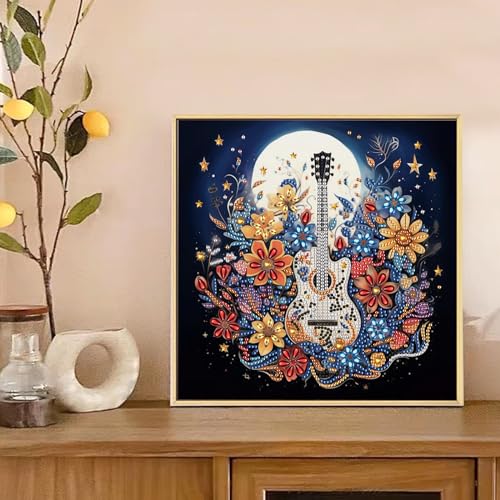 Image of AiYuanzsh DIY Diamond Art Painting Kits for Adults, 5D Special Shape Diamond Art Kits for Beginners, Crystal Rhinestones Diamond Art Painting for Home Wall Decoration Gift 12x12inch, Guitar