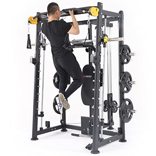 Altas Strength Home Gym Equipment Smith Machine With Pulley System Gym Squat Rack Pull Up Bar Upper Body Strength Training Leg Developer Commercial Fitness Equipment Included Accessories 3000 #TOP6