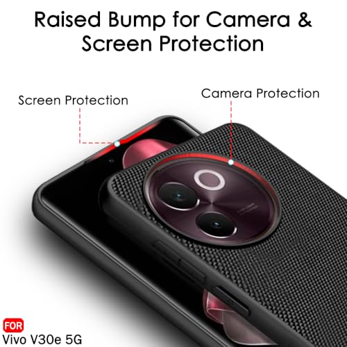 Image of TheGiftKart Back Cover Case for Vivo V30e 5G | Slim & Lightweight | Ultra-Premium Design | Camera Protection Bump | Fabric Texture Case Cover (PC & TPU, Black)