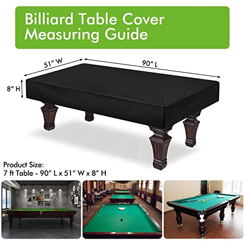 Rareidel Pool Table Cover 7 Feet, Light Weight Farbric Billiard Table Covers, Waterproof & Dustproof Air Hockey Table Cover, Black (7FT) - Thumbnail 2