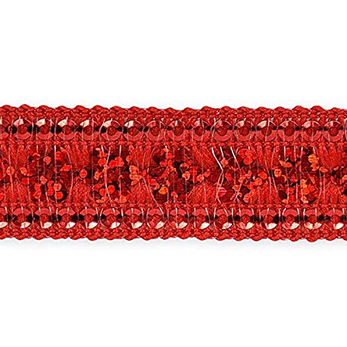 Trims by the Yard 3/4" Single Row Starlight Sequin Trim | Red | (10 Yard Cut)