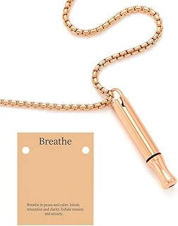 Mindfulness Breathing Necklace – Stainless Steel Deep Breathing Necklace for Stress Relief & Relaxation – Anxiety Relief Necklace for Women & Men, Calming Gift for Mindful Living