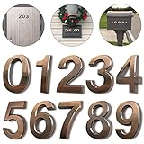 HopeWan Mailbox Numbers, Apartment Door Number Stickers for Address House Sign, Raised 3D Style, Bronze brushed, 2-3/4IN High.(2.75' 10 Pack (0-9）, Bronze)