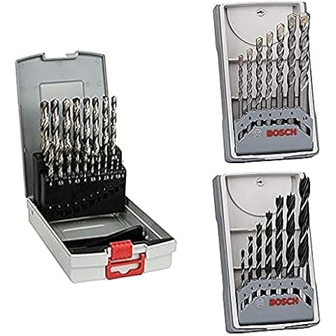 Bosch Professional 19tlg. ProBox Metallbohrer Set HSS-G + 7tlg. Betonbohrer Set CYL-3 (für Beton, Ø 4-10mm, Zubehör Schlagbohrmaschine) + 7 tlg. Robust Line Holzspiralbohrer Set Cover