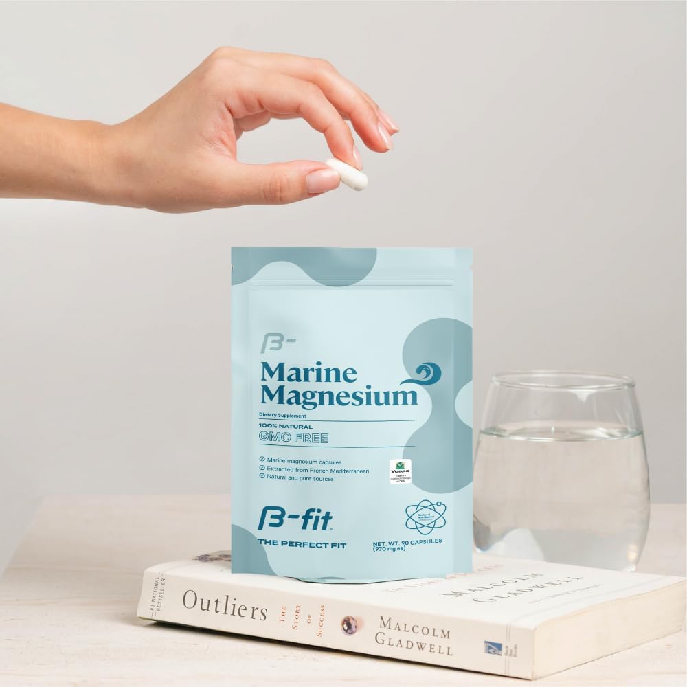 B-FIT B Marine Magnesium - High Bioavailability Magnesium Supplement - Supports Muscle Function - No Additives & Gluten Free - Simag Certified - 90 Capsules 3-Month Supply