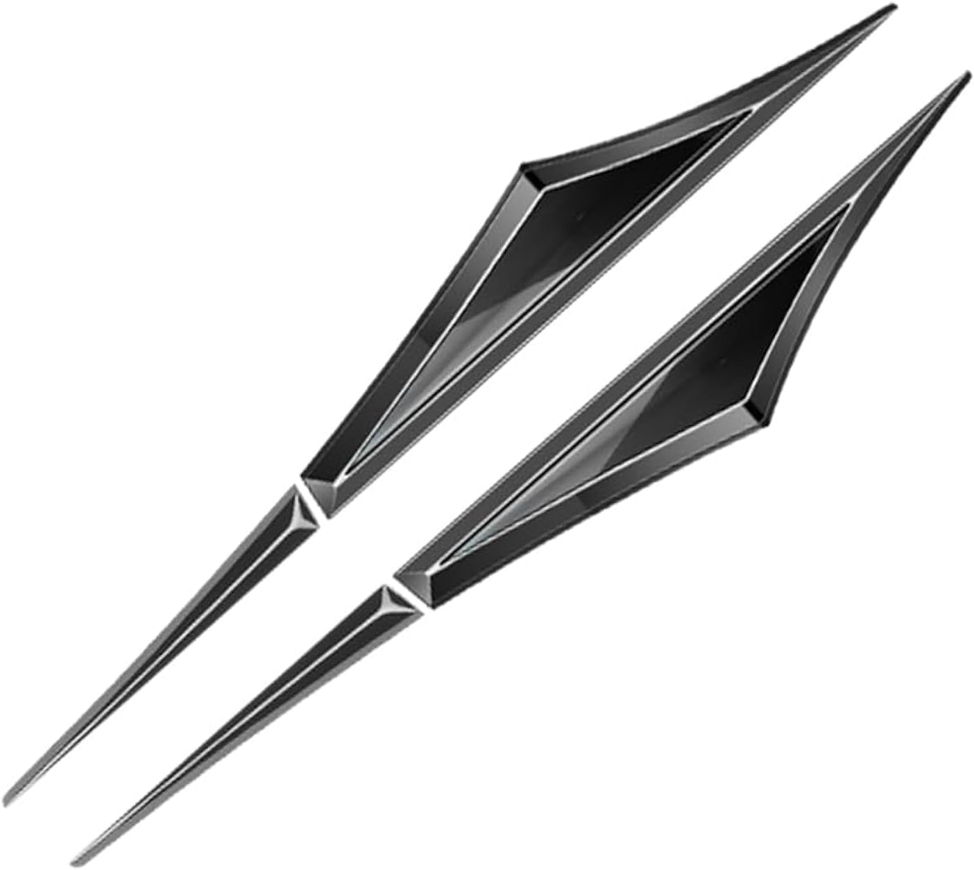 Pair 3D Metal Car Accessory Side Doors Blade Car Stickers Car Fender Side Wing Emblem Badge Zinc Alloy Sticker (Black Black)