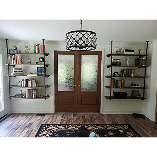 Qualward Industrial Wall Mount Iron Pipe Shelving (5 Tier, Planks No Included), Rustic Farmhouse Floating Pipe Shelf Black For Diy Open Shelves Bookshelf Bookcase Storage Room Kitchen #TOP1