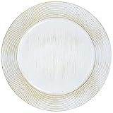 Kazozobi 13" Round Charger Plates, 6 pack Ring Pattern Plastic Chargers for Dinner Plates, Vintage C
