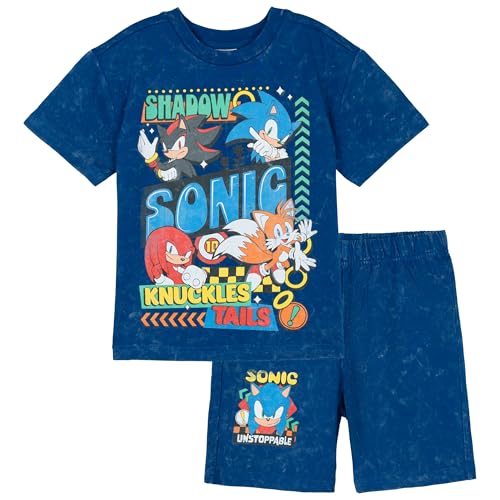 Image of SEGA Sonic the Hedgehog French Terry T-Shirt and Shorts Outfit Set Toddler to Big Kid Sizes (2T - 14-16)
