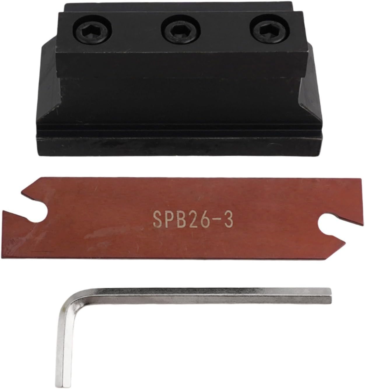 SPB326 SPB26-3 Grooving Parting Off Blade with SMBB2026 Cut Off Block Tool Holder, 3 mm Groove Width, 26 mm Blade Height, Compatible with SP300 Lathe Insert, Red or Black