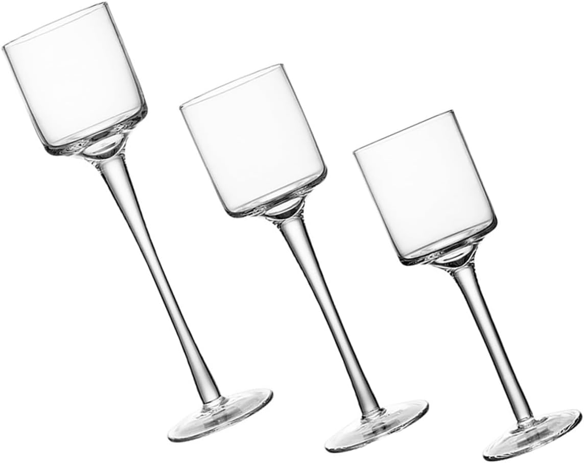 SEWACC Glass Tall Candle Holder Set, 3pcs Decorative Desk and Tea Light Candle Holders for Wedding, Romantic Dinner, Hotel and Home Décor