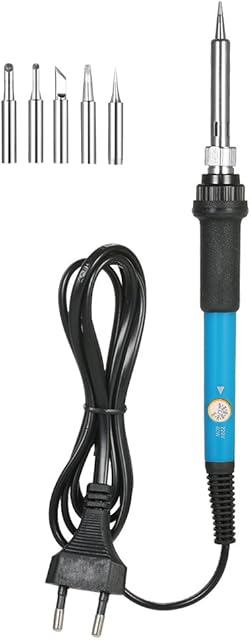 Romacci Ferro de solda de solda de temperatura ajustável elétrica 60 W + 5 conjunto de pontas de solda de reposição
