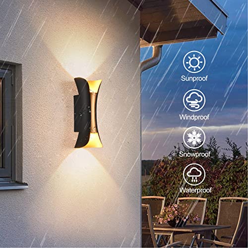 Rosysky 2 Pack Modern Outdoor Wall Light 20W Led Sconces Wall Lighting Porch Exterior Lights Fixture Black Aluminum Wall Lighting Suitable For Patio,Bathroom,Garage, Living Room(3000K) #TOP6