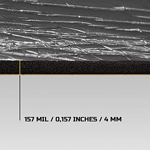 Siless Liner 157 mil (4 mm) 51 sqft Aluminum Foil Finish Car Sound Deadening & Heat Insulation Closed Cell Foam - PE Foam Sound Deadener