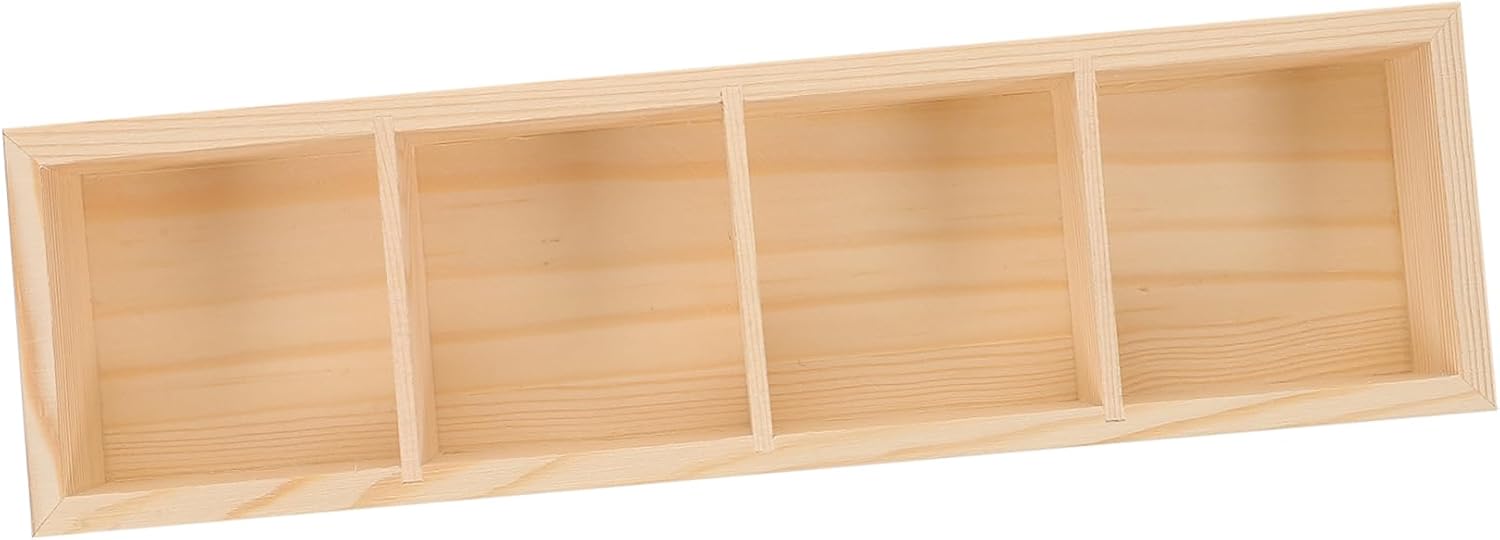4grid Wooden Tea and Coffee Bag Organizer with Compartments Rustic Multi-functional Storage Box for Home Kitchen and Office Use Tea Bags Sugar Packets and Treats