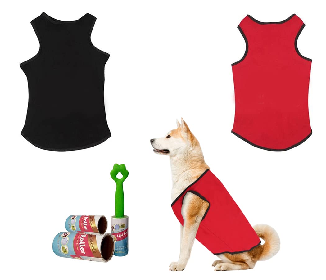 Western Era Comfortable Cotton Dog T-Shirt with Lint Roller (Combo) for Dog, Puppy Tank Top Fashion Apparel (Red & Black, Medium - 18 inch) (B0B3MLPP8G) Amazon Price History, Amazon Price Tracker