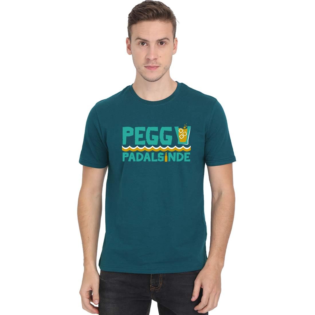Crazy PunchPeggu Padalsinde Men Half Sleeve Petrol Telugu Comedy T-Shirt
