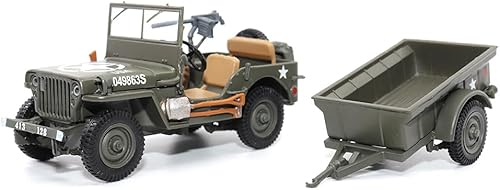 Miniatura 7 de Motor city classics 1:43 Scale Willys Jeep 1/4 -Ton Utility Truck with Trailer - Militaria Diecast Model 23200-44 Camión utilitario Willys Jeep