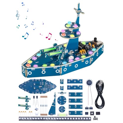 Kit de soudage navire de guerre avec lumières RVB et musique électronique pour débutant