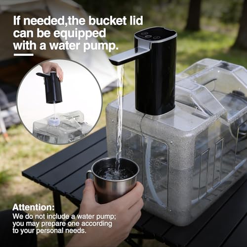 Contenedor de Agua RedSwing 5.3 Galones con Grifo, Tanque Portátil Libre de BPA para Camping, Senderismo y Viajes, Cubo Engrosado de Grado Alimenticio PC, Gris, 20L miniatura 4