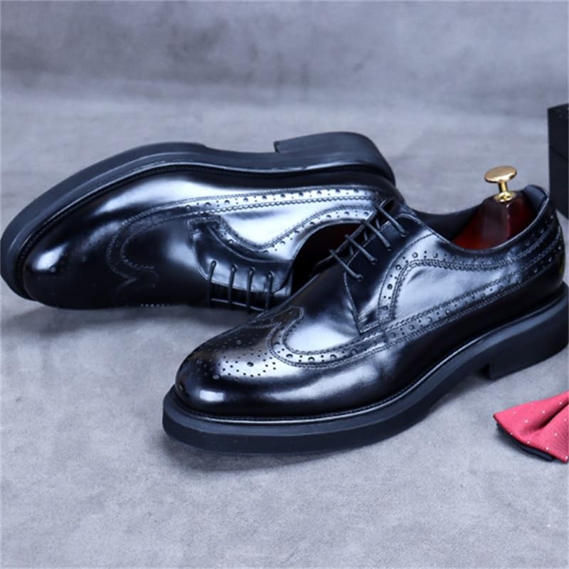 Men's Leather Shoes Commuting Casual Shoes Wedding Shoes Round Toe Lace-up Low-top Black 1.3 Inch Heel Skin-Friendly Lining Comfortable Breathable Daily Wear(12)4