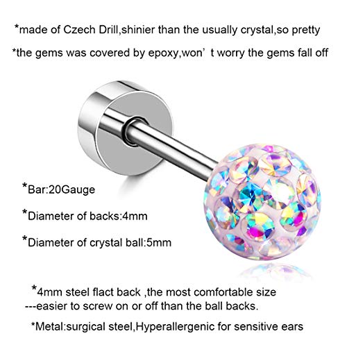 Hypoallergenic Stainless Steel Stud Earrings for Women Little Girls Flat Safety Screw on Back Tragus Cartilage Ear Piercing Jewelry2