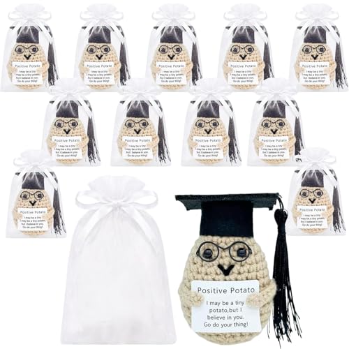 12 Pcs Graduation crochet positive potato High School College 2026 Graduation Decorations Gifts for Women for Women Men Him Her Graduates of Class 2026 Classroom Prizes emotional support potato