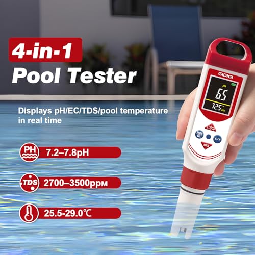GIDIGI pH EC Meter for Hydroponic, Digital pH TDS EC ppm Tester with Color Screen Display, High Accuracy pH Pen Probe for Drinking Water, Nutrient Solution, Aquariums, Pools & Home Use - Thumbnail 5