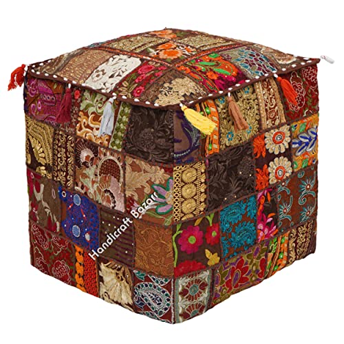 Pouffes for Living & Bedroom Room Square Ottoman Mudda Stool Pouf...
