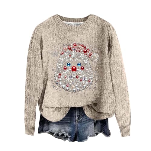 Sudadera de Navidad para mujer suéter de punto beige talla M HUIFUAO