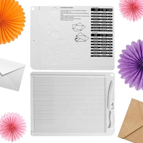 Andibro 6.4\"x 8.5\" Craft Mini Scoring Board & Bone Folder Set, Score and Fold Tool Multi Purpose Scoring Board Scrapbooking Embossing Craft Tool for Card Making Envelope Paper Crafts Envelope Maker