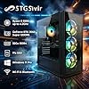 STGSivir PC Gaming Fisso, Computer Gaming, Ryzen 5 5500 fino a 4.2GHz，GeForce RTX 2060 Super 8GB，32GB DDR4 RAM，1TB SSD，WIFI 6, BT 5.0，ventole RGB x3 Windows11 Pro