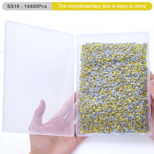 Image of Hotfix Rhinestones Bulk, 14400PCS Citrine Hot Fix Rhinestones for Clothes DIY Decoration Crafts, Citrine, SS16, 3.8-4.0mm