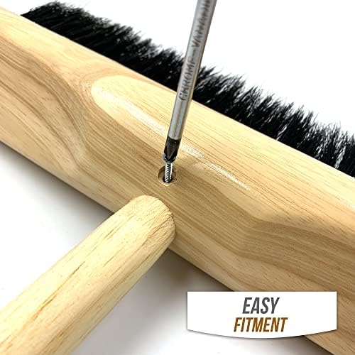 Pure Real Bristle Broom and Wooden Handle - Super Soft Indoor Sweeping Broom - Superior Broom with Varnished Stock and Resin Set Bristles