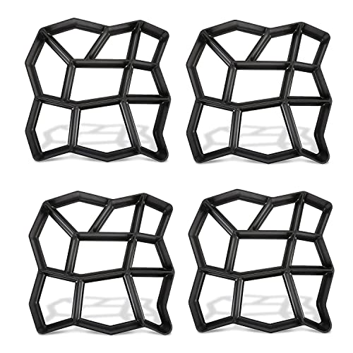 UISEBRT DIY Moule en Forme Béton de Coffrage Moule de Pavage pour Trottoirs, Jardin, Pistes de Pelouse - Noir (4 pièces)