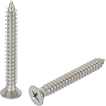 #10 x 1-1/2" Stainless Steel 304 18-8 Flat Head Phillips Wood Screws 50pcs Solid Stainless Screw