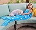 Butterfly Craze Mermaid Tail Blanket for Women, Teen and Kids, Medium, Blue