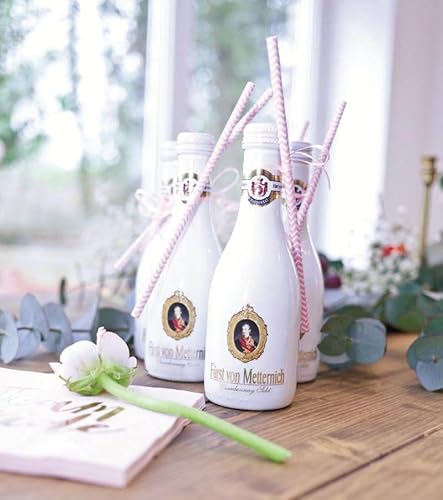 Fürst von Metternich Chardonnay Sekt Trocken Piccolo (12 x 0,2 l) Edler Premiumsekt aus deutschen Weinbaugebieten, in hochwertiger, weißer Kleinflasche, ideal für unterwegs oder zur Hochzeit