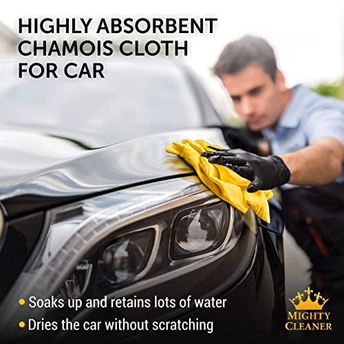 image for Mighty Cleaner Premium Mini Chamois Cloth for Car - 2pack +1 Bonus Car