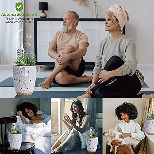 Essential Oil Diffuser, Artificial Succulent Plants Potted Diffusers For Essential Oils With 7 Colors Led Light,Ceramic Cool Mist Super Quiet Aromatherapy Diffuser For Home Office Room #TOP1