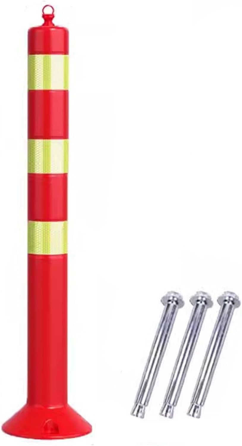 Traffic Delineator Post Delineator Safety Cone Post Red Delineator Post with Chain Hook,80cm Tall Plastic PU Street Cones for Parks/Garden Pathways Crowd Control,Night Visual Safety Bollard(1 Pack)