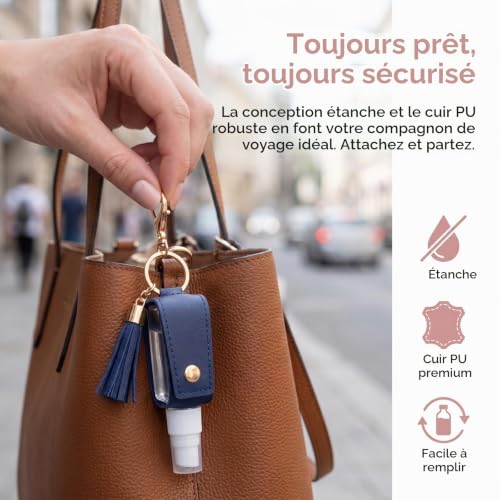 Flacon Voyage Avion 100Ml : Lot de 4 Flacons Vides Voyage 30ml avec Porte-clés en Cuir PU et Po... – Image 5