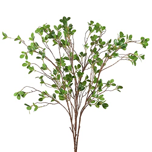 EDIMENS 4 Packs 41.7 Inch Artificial Ficus Branches Faux Stems Eucalyptus Branches Faux Leaf Spray Green Ficus Twig Stems Greenery Stems Faux Branches for Vase Filler Home Office Wedding Decoration
