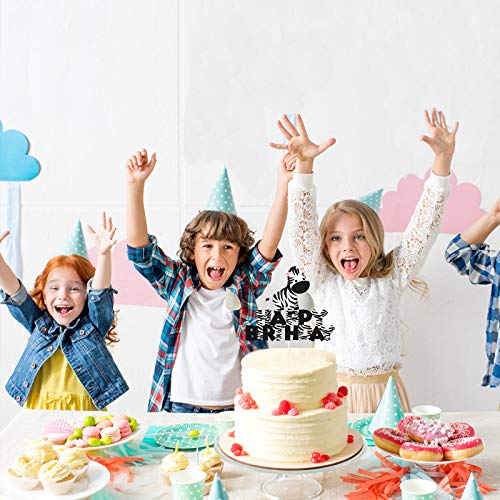 Glitter Baby Zebra Happy Birthday Cake Topper, Zebra Birthday Cake Decor, Safari Themed Birthday Party Supplies, Zoo Animals Centerpiece #TOP5